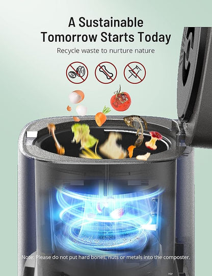 Paris Rhône Smart Waste Kitchen Composter, Electric Kitchen Compost Bin Eco-Friendly Sustainable Indoor Countertop Food Cycler with 3 Modes, Odor-Free with Carbon Filters, Fertilizes Your Garden