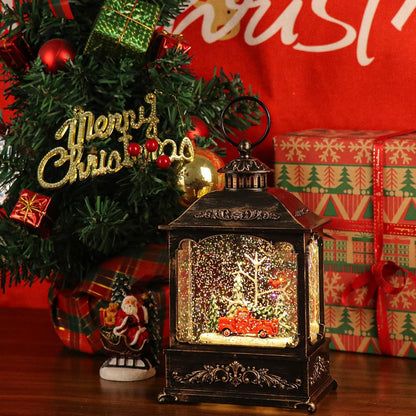 GenSwin Christmas Car Snow Globe Lantern Battery Operated Water Swirling Glitter with 6H Timer, Musical LED Lighted Scene for Christmas Home Decoration Gift