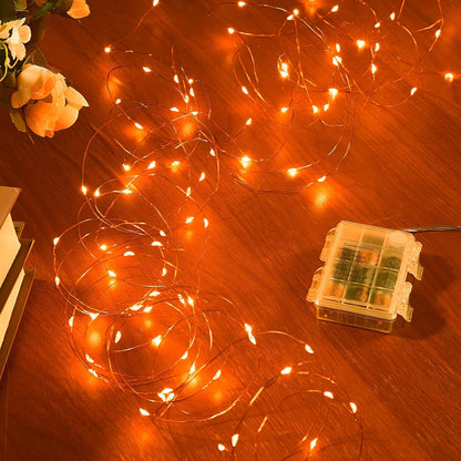 4 Pack 65.6 Ft. Battery Operated Outdoor String Lights with Remote & Timer, LED Orange Fairy Lights, Waterproof Twinkle Lights for Bedroom, Dorm, Mason Jar, Wedding, Party, Christmas
