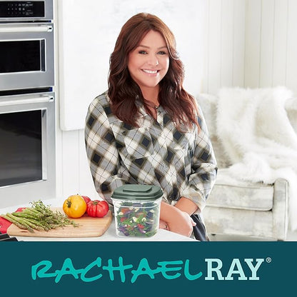 Rachael Ray Salad Container For Lunch, Salad Lunch Container For Adults, Salad Bowl Kit With Compartments For Salad Dressing & Toppings, Includes Ice Pack