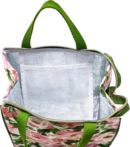 kate spade new york Portable Soft Cooler Lunch Bag, Thermal Tote with Insulated Interior Lining and Storage Pocket, Lunch Tote for Women (Hidden Garden)