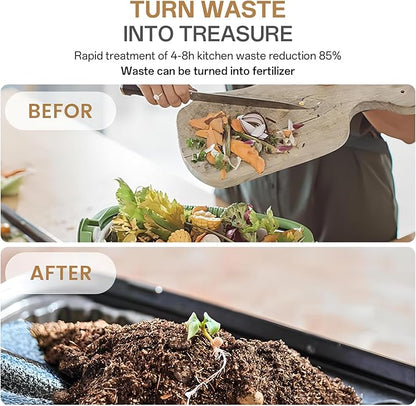3.3L Electric Composter for Kitchen Smart Compost Bin Indoor with Intelligent LED Display High Temperature and UV Sterilization Odor Removal One Click Turn Food Waste to Fertilizer
