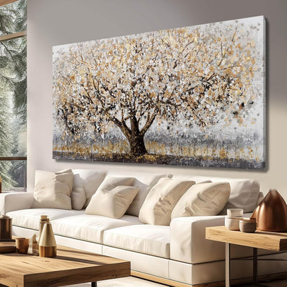Gold Wall Decor Large Framed Canvas Art for Living Room Vintage Botanical Pictures Office Poster Prints Artwork Paintings for Home Hotel 29”x58”