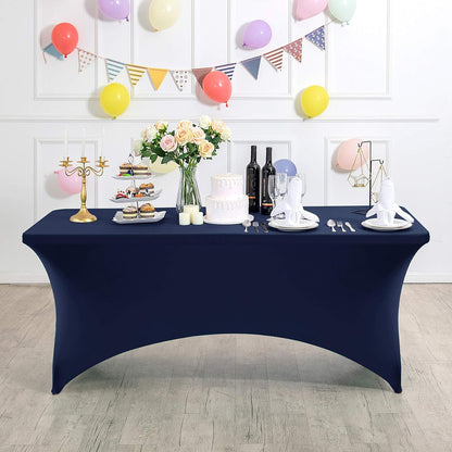 Spandex Table Cover for 8FT or 4ft or 6ft Table Universal Fitted Stretch Tablecloth for Party, Banquet, Wedding and Events-Navy