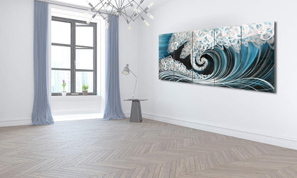 Yihui Arts Handmade Popular Sea Weaves Metal Wall Art Decor Nautical Artwork for Living Room Bedroom Bathroom Decor