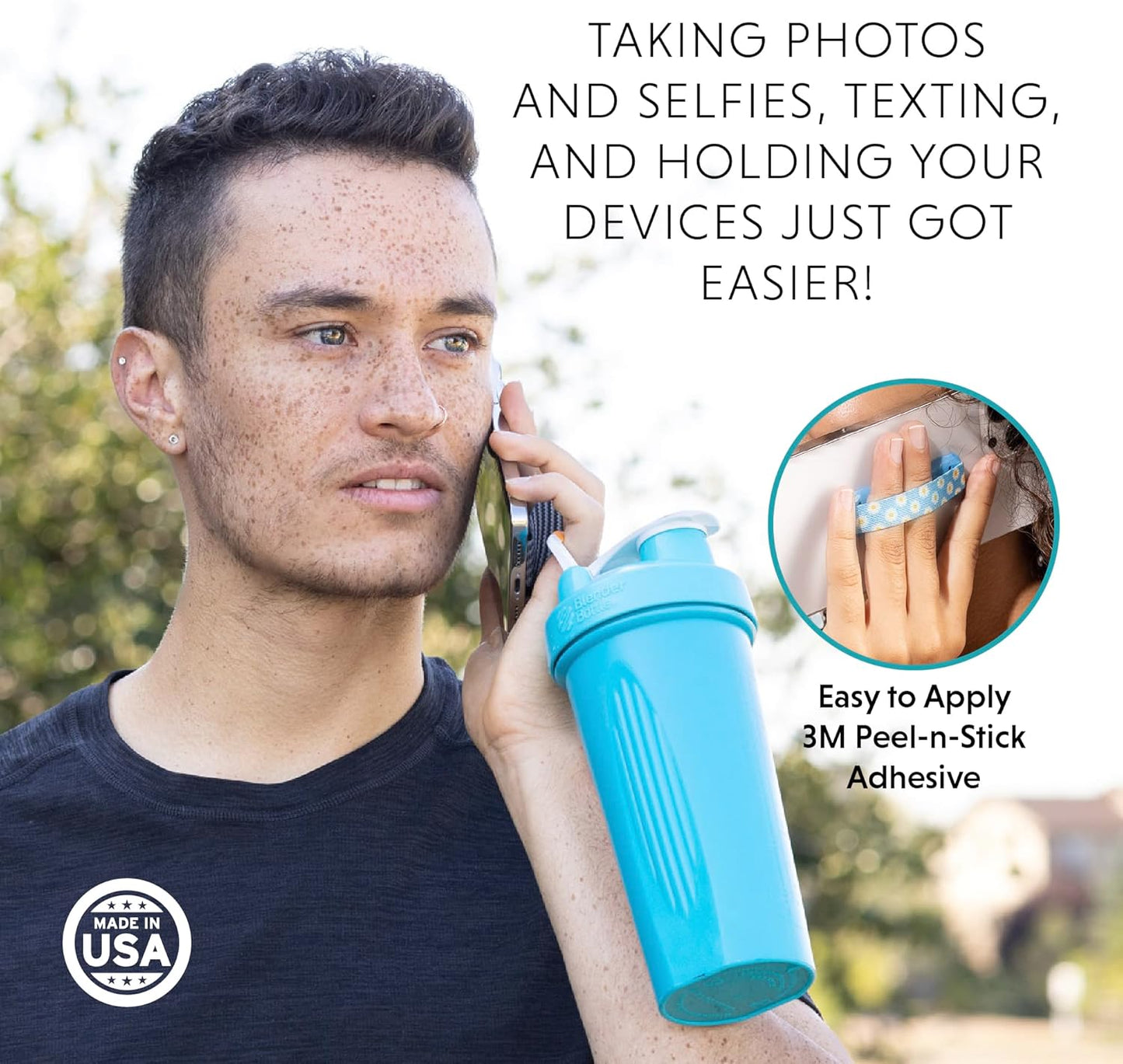 LOVEHANDLE Universal Phone Grip for Smartphones & Mini Tablets - Phone Holder for Hand - Wireless Charging Compatible - Made in The USA - Hula Girl