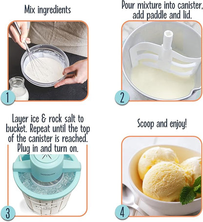 Nostalgia Electric Ice Cream Maker – Parlor Style, Old Fashioned Soft Serve Ice Cream Machine Makes Frozen Yogurt or Gelato in Minutes - Fun Kitchen Appliance – White - 4 Quart