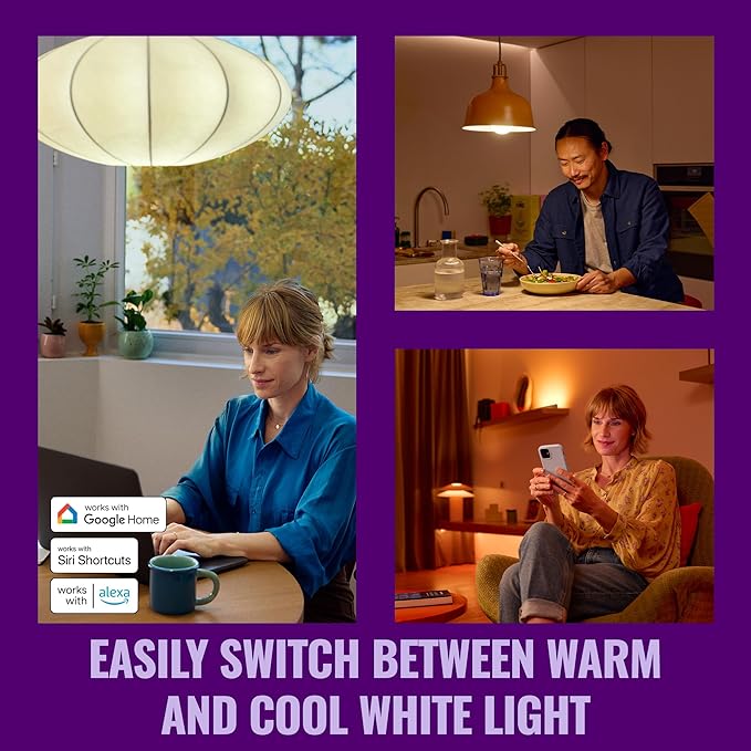 WiZ Connected 100W A19 LED Smart Light Bulbs Color 3-Pack - Connects to Your Wi-Fi - E26 Smart Bulb - Control with Voice or App + Activate with Motion - Matter Compatible