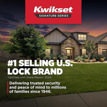 Kwikset Tustin Entry Door Handle with Lock and Key, Secure Keyed Reversible Lever Exterior, For Front Entrance and Bedrooms, Matte Black, Pick Resistant Smartkey Rekey Security and Microban