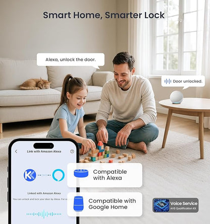 Veise VE029 WiFi Smart Lever Lock, Fingerprint Keyless Entry Door Lock with Handle, Built-in WiFi, Remote App Control, Electronic Digital Knob for Front Door and Bedroom, IP65 Waterproof, Satin Nickel