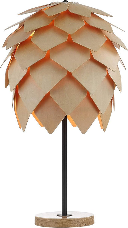 JONATHAN Y 20.5" Natural and Black Pinecone Wood and Metal LED Table Lamp, Contemporary Organic Modern Scandinavian Desk Lamp for Living Room Bedroom, LED Bulb Included JYL6123A