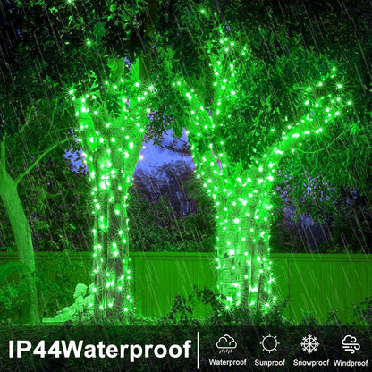 120 LED Green String Lights, 40ft Green Halloween Lights Outdoor Indoor Clear Wire 8 Modes Waterproof Plug in Twinkle Fairy Light for Room Tree Christmas Halloween Decorations