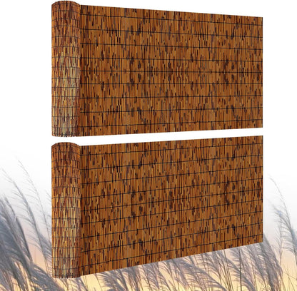 2 Pack Natural Reed Fence,4FT X 16.4FT Bamboo Fencing Privacy Reed Screening for Outdoor, Gallery, Restaurant, Hotel, Patio (Brown)