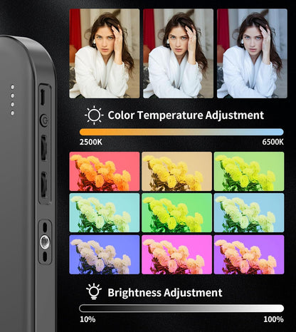 Double-Sided Magnetic Phone Ring Light with Mini Tripod Stand,448 LED 6000mAh Rechargeable RGB Selfie Light for iPhone,Handheld Stabilizer with Light for Magsafe/Phones/Video Recording/Makeup/Photos