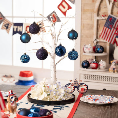 Valery Madelyn Christmas Tree Decorations Ornament Set for Fall Halloween, 50ct 2 Inches Navy Blue Shatterproof Christmas Ball Ornaments Hanging Xmas Holiday Party Decor