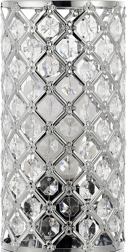 JONATHAN Y 9.5" Chrome Iron and Acrylic Mini Table Lamp, Mid-Century Modern Glam Uplight with USB Charging Port and Dimmable Smart Bulb, LED Bulb Included JYL1128A