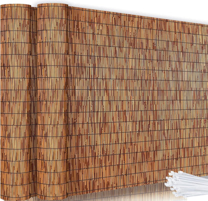 Bamboo Reed Fencing, Light Russet Bamboo Fence Rolls 4 Feet High, Decorative Reed Screen Privacy Curtains for Patio Balcony Garden Backyard Outdoor, 4 x 16 FT (2 Pcs)