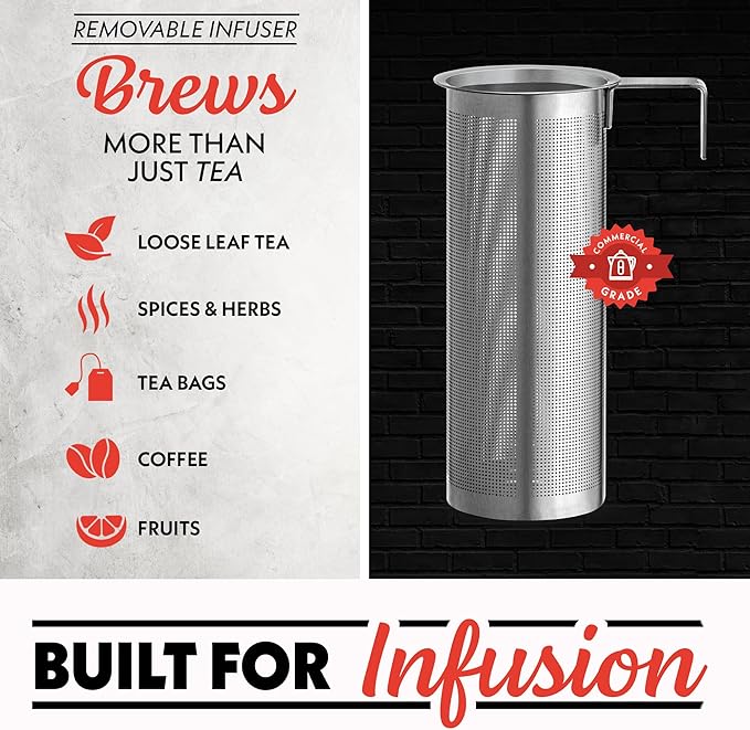 Gourmia Electric Glass Kettle – 1.7L Programmable Tea & Coffee Brewer with Digital Touch Display, 6 Presets, Removable Stainless Steel Infuser, Cordless with 360° Swivel Base, Green