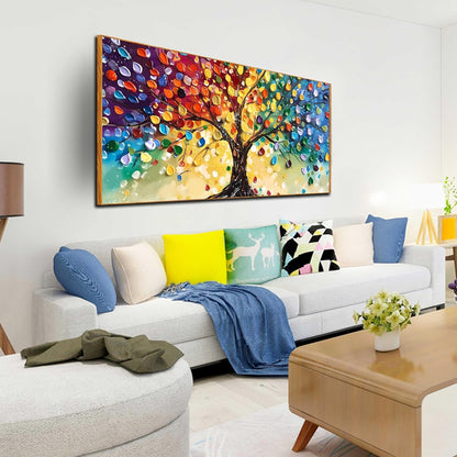 ZHAOSHOP Tree Pictures Wall Decor - Colorful Abstract Wall Art for Living Room - Large Picture Frames for Wall Ready to Hang Size 29" x 59"