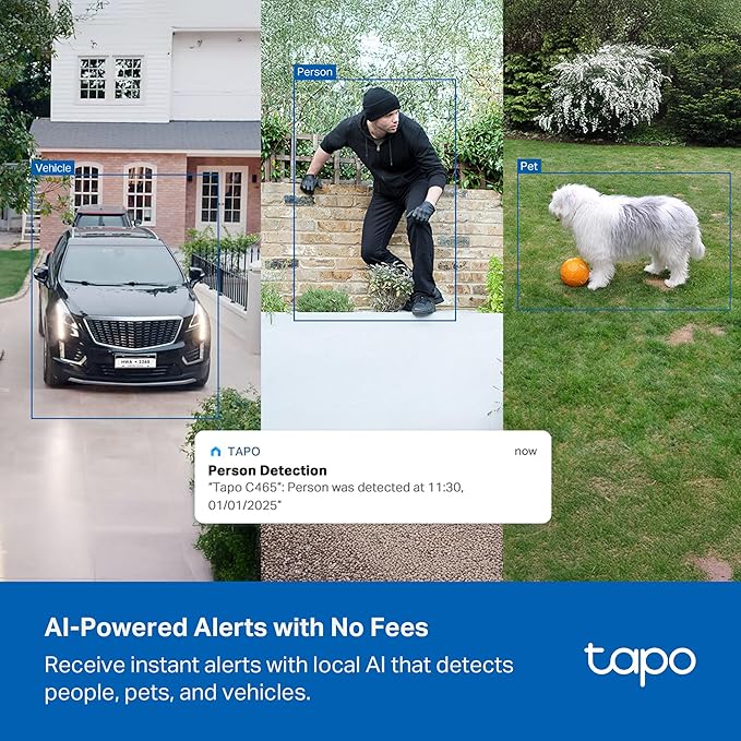 Tapo MagCam 4K Outdoor Wireless Security Camera - Battery with Integrated Solar, Magnetic Mount, Person/Vehicle Detection, 24/7 Capture, Subscription-Free Local Storage or Optional Cloud, C465