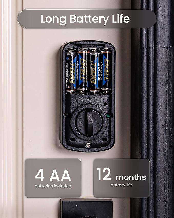 DESLOC A100F Electronic keypad Door Lock with Handle Set, Smart Front Door Locks Set, Keyless Entry Door Lock with Handles, Smart Locks for Front Door, Deadbolt Smart Lock, 12 Months Battery, IP54