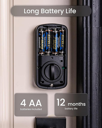 DESLOC A100F Electronic keypad Door Lock with Handle Set, Smart Front Door Locks Set, Keyless Entry Door Lock with Handles, Smart Locks for Front Door, Deadbolt Smart Lock, 12 Months Battery, IP54