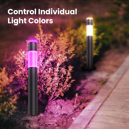 Feit Electric Smart Color Changing & Tunable White Outdoor Bollard Path Lights, 200 Lumens, Music Sync, Compatible with Alexa & Google Home, App & Remote Control, Path/RND/RGBW/AG/4, 4-Pack