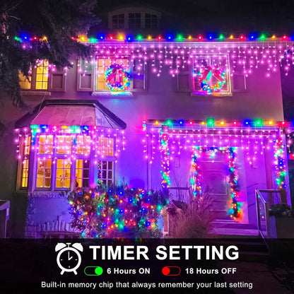 Icicle Christmas Lights Outdoor, 66FT 640 LED Icicle Lights for Outside with 8 Modes Timers, Waterproof Plug in Twinkle String Light for House Yard Eave Garden Party Holiday Decorations, Pink