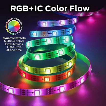 Monster Smart RGB+IC LED Strip Lights – Sound Reactive Strip Lights for Bedroom, App & Voice Control, RGB Light Strip for Room, Alexa Google Home, Razer Chroma Sync (150ft)