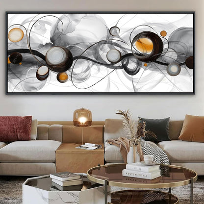 XLSJERST Large Size Frame Wall Art for Living Room - 86x39 Inches Abstract Artwork Minimalist Painting Modern Black and White Canvas Picture Boho Gray Wall Art