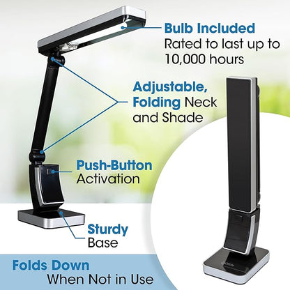 OttLite 13W Slimline Desk Lamp - Home, Office, Bedroom, or Reading (Black)