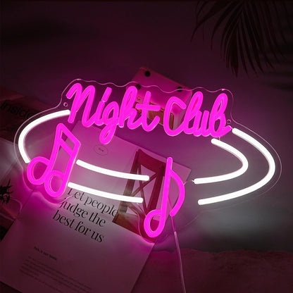 LISIGNVE Night Club Neon Sign Dimmable Switch Led Bar Sign Neon Light for Wall Decor USB Powered Music Light Up Sign for Bar Club Party Pub Music Station(16.5 * 9.8 In)