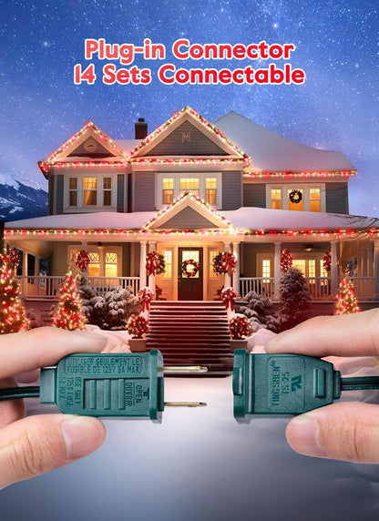 Vintage C9 LED Christmas Lights Outdoor, 50 Feet C9 String Lights with 50 Shatterproof Matte Bulbs, Connectable Waterproof Lights for Holiday Party Roofline Backyard Garden Patio, R & Warm White