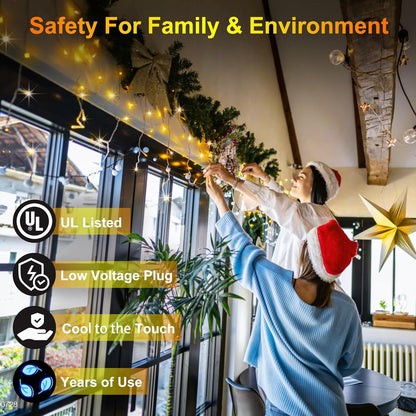 1620 LED Christmas Outdoor Lights with 360 Drops, 164ft Hanging Curtain Lights with 8 Modes Timer & Memory, Waterproof Christmas Fairy Lighs for House Roof Holiday Wedding Christmas Decor (Warm White)