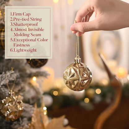 Valery Madelyn Ornaments for Christmas Trees, 16ct 2.36 Inches Black and Gold Shatterproof Christmas Tree Decorations, Luxury Hanging Ball Ornaments for Xmas Holiday Party Decor