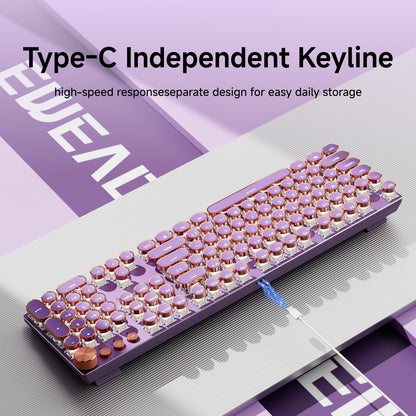 EWEADN Typewriter Style Mechanical Gaming Keyboard, Wired Mechanical Keyboards,104 Keys Backlit LED Keyboards, Media Control Knob, Wired Computer Keyboard Pink Switch for Windows/Mac/PC-Purple