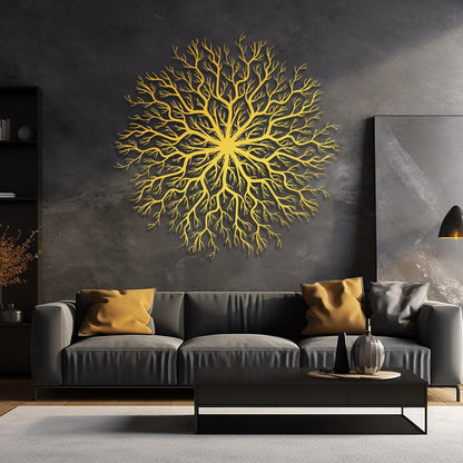 Tree of Life Metal Wall Art, Metal Tree Wall Art, Large Round Sculpture, Round Branch Wall Decor, Large Branch Artwork, Nature Sign, Wall Decor for Living Room, Housewarming Gift (White, 24"x24"|60x60cm)