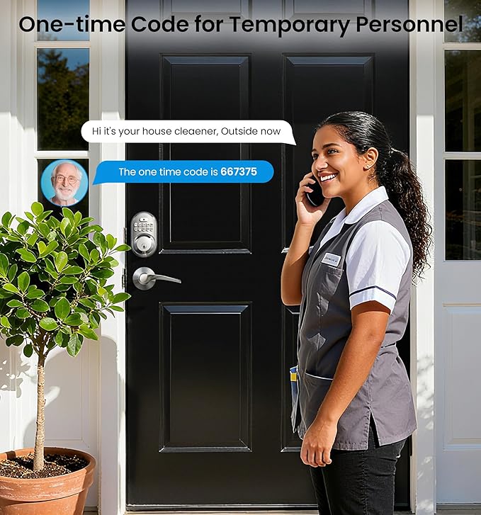Veise Keyless Entry Door Lock with 2 Lever Handles - Electronic Keypad Deadbolt, Auto Lock, Back Lit & Easy Installation Design, Front Door Handle Sets, Satin Nickel