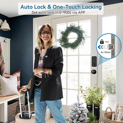 Harfo Fingerprint Smart Door Locks for Front Door with Handle Set, App Control, Keyless Entry Door Lock Keypad Deadbolt, Bluetooth Digital Electronic Touchscreen, Easy Install, Auto Lock, Aged Bronze