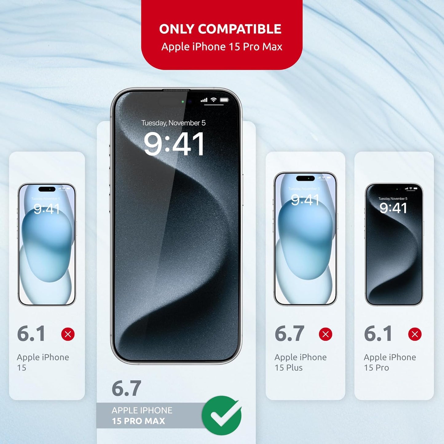 Tempered Glass Screen Protector for iPhone 15 Pro Max – Full Edge-to-Edge Protection 15 Pro Max Screen Protector with Applicator 9H Hardness Oleophobic Coating - Glass For Iphone 15Pro Max