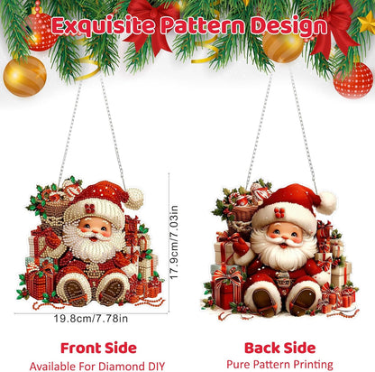 MEIYUDA Christmas Diamond Art Hanging Kits for Adult, Santa Claus Diamond Painting Hanging Kits Ornaments, DIY Special Shaped Rhinestone Window Pendants kit for Home Garden Wall Decor Gift
