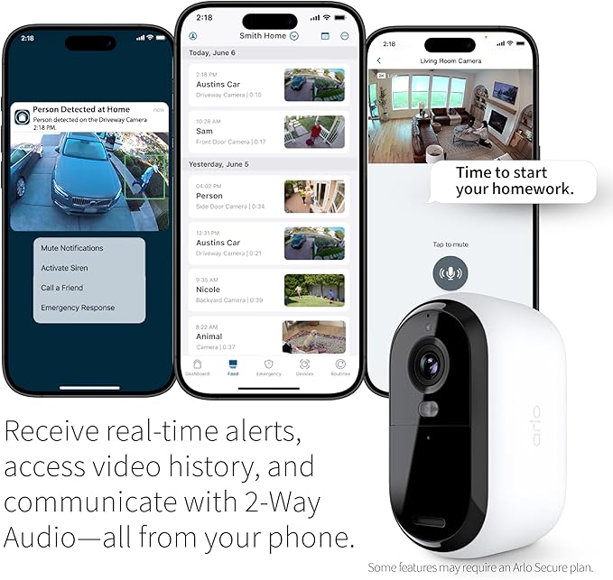 Arlo Essential Whole Home Security Bundle | Outdoor, Indoor, Video Doorbell Camera |2K Resolution|2nd Gen|Indoor - Outdoor