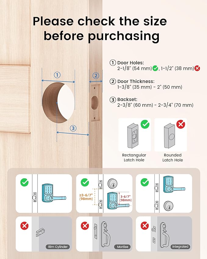 Hidalife Keyless Entry Door Lock, Smart Locks for Front Door, Keypad Door Knob with Handle, Touchscreen, One-Touch Toggle for Passage Mode, Matte Black