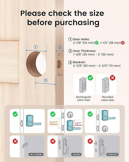 Hidalife Keyless Entry Door Lock, Smart Locks for Front Door, Keypad Door Knob with Handle, Touchscreen, One-Touch Toggle for Passage Mode, Matte Black