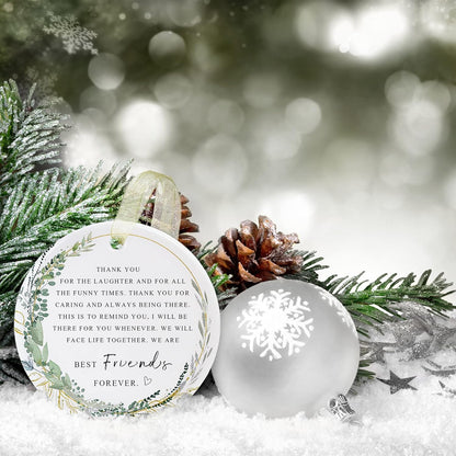 Friend Ornaments 2025 Best Friend Ornament Christmas Friendship Besties Forever Ornament Friends Tree for Graduate Best Friend Ever Double-Sided Printing Ceramic (2.9"