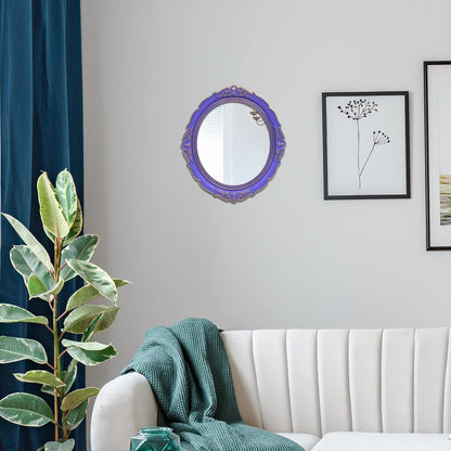 14.8 x 13.1 inch Oval Wall Mirror Vintage Style (Purple)