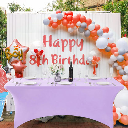 SuperO Waterproof Spandex Table Cover for 8FT Table Universal Fitted Stretch Tablecloth for Party, Banquet, Wedding and Events-Lavender