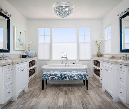 Crystal Flush Mount Chandelier Ceiling Light Fixture for Living Room Dining Room Bedroom Foyer Entryway Hallway Closet Bathroom (Chrome, 9" H x14 D)