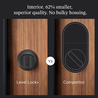 Level Lock+ WiFi Deadbolt Smart Lock - World's Smallest Smart Lock Plus Apple Home Key - Lock/Unlock Anywhere - Level App for iOS & Android - Works with Apple, Alexa, Google (Matte Black)