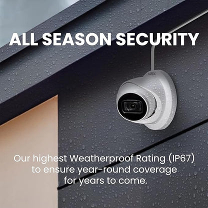 Lorex 4K 8MP IP PoE White Wired Security Dome Camera | Add-On Camera | Color Night Vision | Smart Motion Detection (Person/Vehicle) | Listen-in Audio | IP67 Weatherproof | Metal Housing